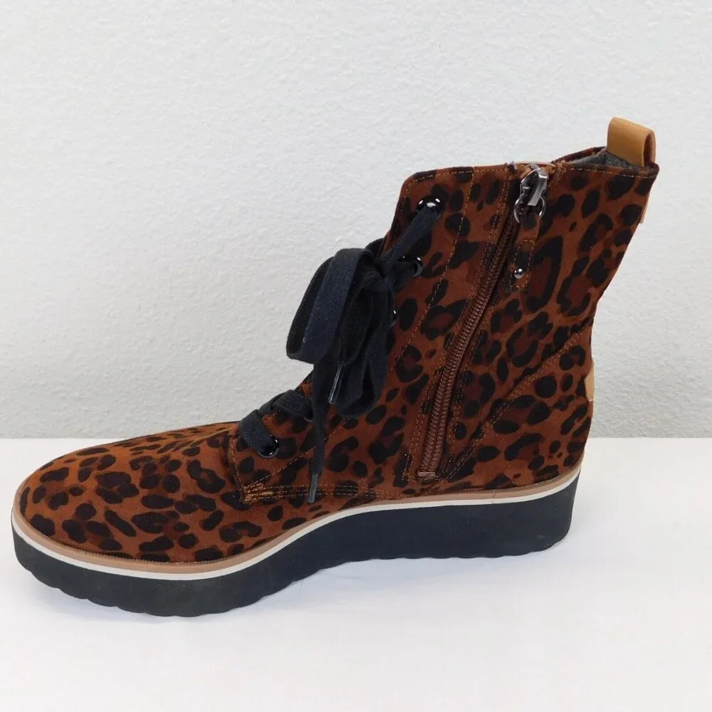 Dr Scholls Womens Leopard Print Zipper Lace Up Slip On Ankle Boots Sneakers 7M - Picture 3 of 11